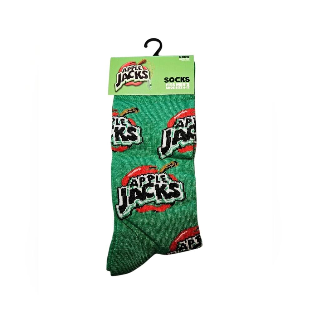 NWT Apple Jacks Themed Crew Socks, Fits Mens Size 6-12